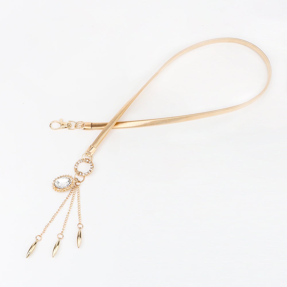 Fashion Small Incense Wind Metal Oval Rhinestone Waist Chain Women's Fringe Pendant With Dress Decoration Women's Waist Seal