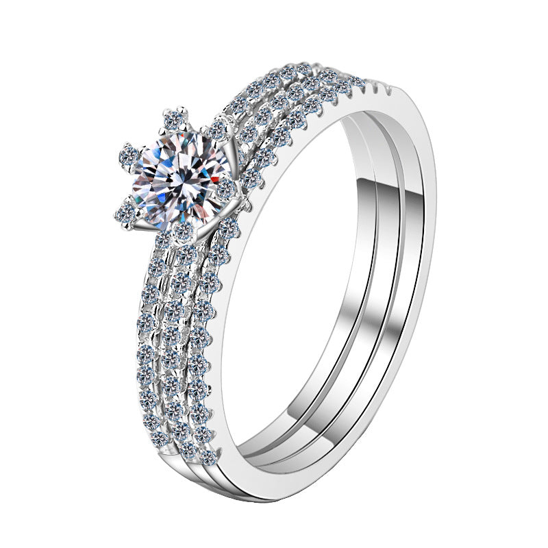 Moissan Diamond Ring Double Layer Two-in-one Ring Row Ring Wear More Rings