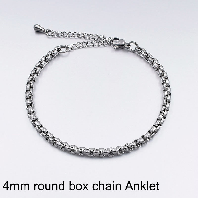 Niche Design Girlfriends Titanium Steel Anklet Female Student Korean Version Of The Simple Forest Spot Not Inlaid Female Ankle Ring Male Tide