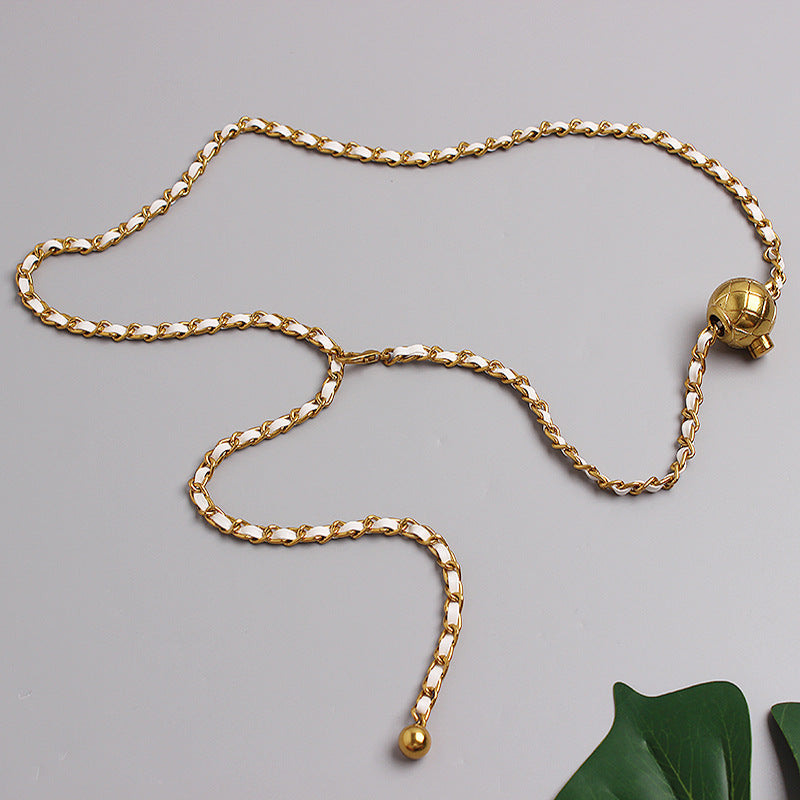 Small Incense Wind Chain Waist Chain Belt Wild Retro Small Golden Ball Adjustable