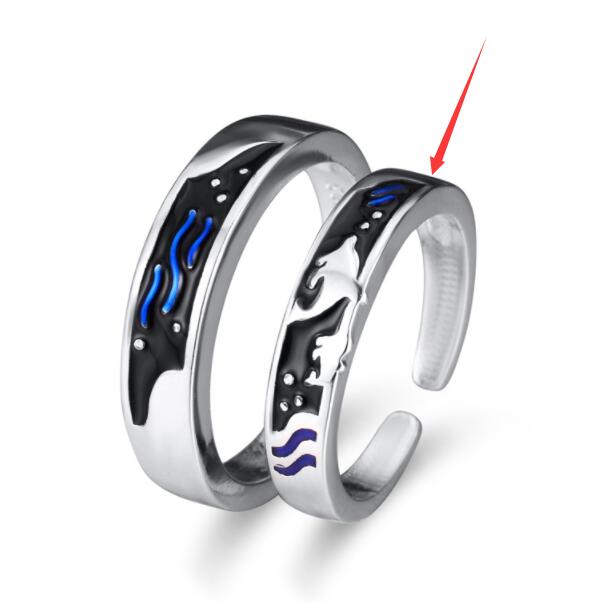 Sea And Whale Epoxy Couple Men And Women Pair Rings Simple Rings