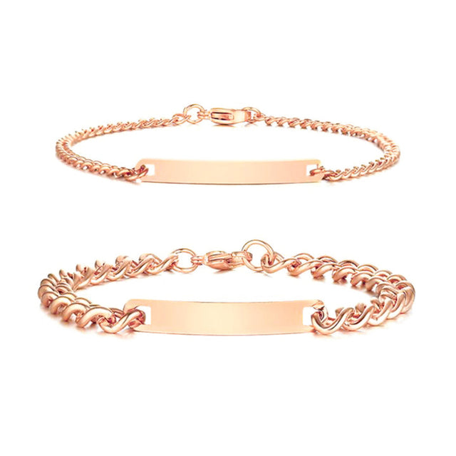 Stainless Steel Custom Name Anniversary Couple Bracelet Set 18K Gold Plated Colorfast Waterproof High Quality Jewelry
