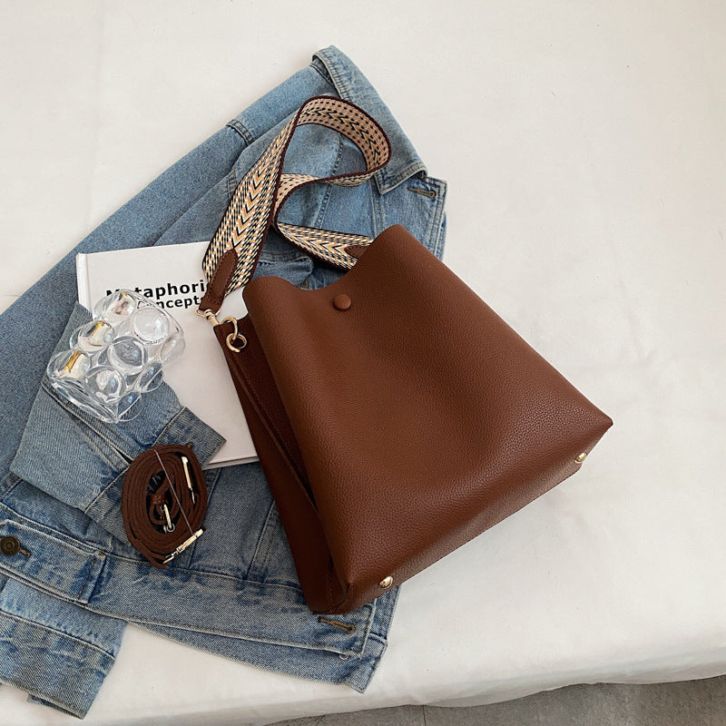 Women's Fashion Literary Vintage Bucket Shoulder Bag