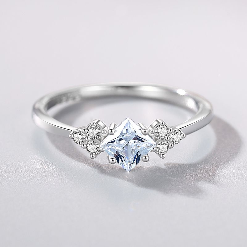 S925 Silver Ring Female Simple Light Luxury Zircon