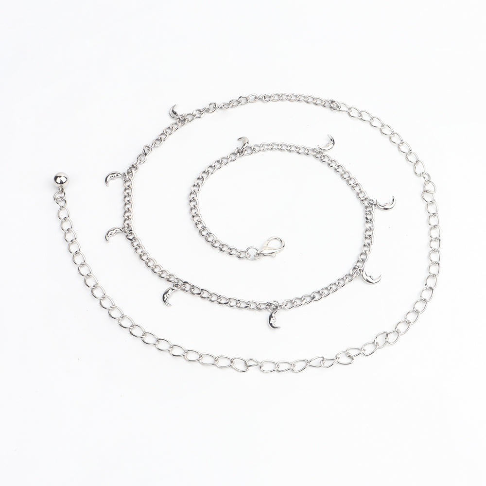 New Beautiful Ladies Waist Chain Star Moon Pendant Chain Simple And Versatile Elegant Dress Dress Evening Dress Accessories
