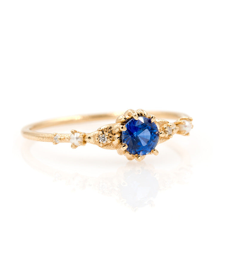 Cross-border Sources European And American Rings Octagonal Sapphire 18K Ring Bracelet