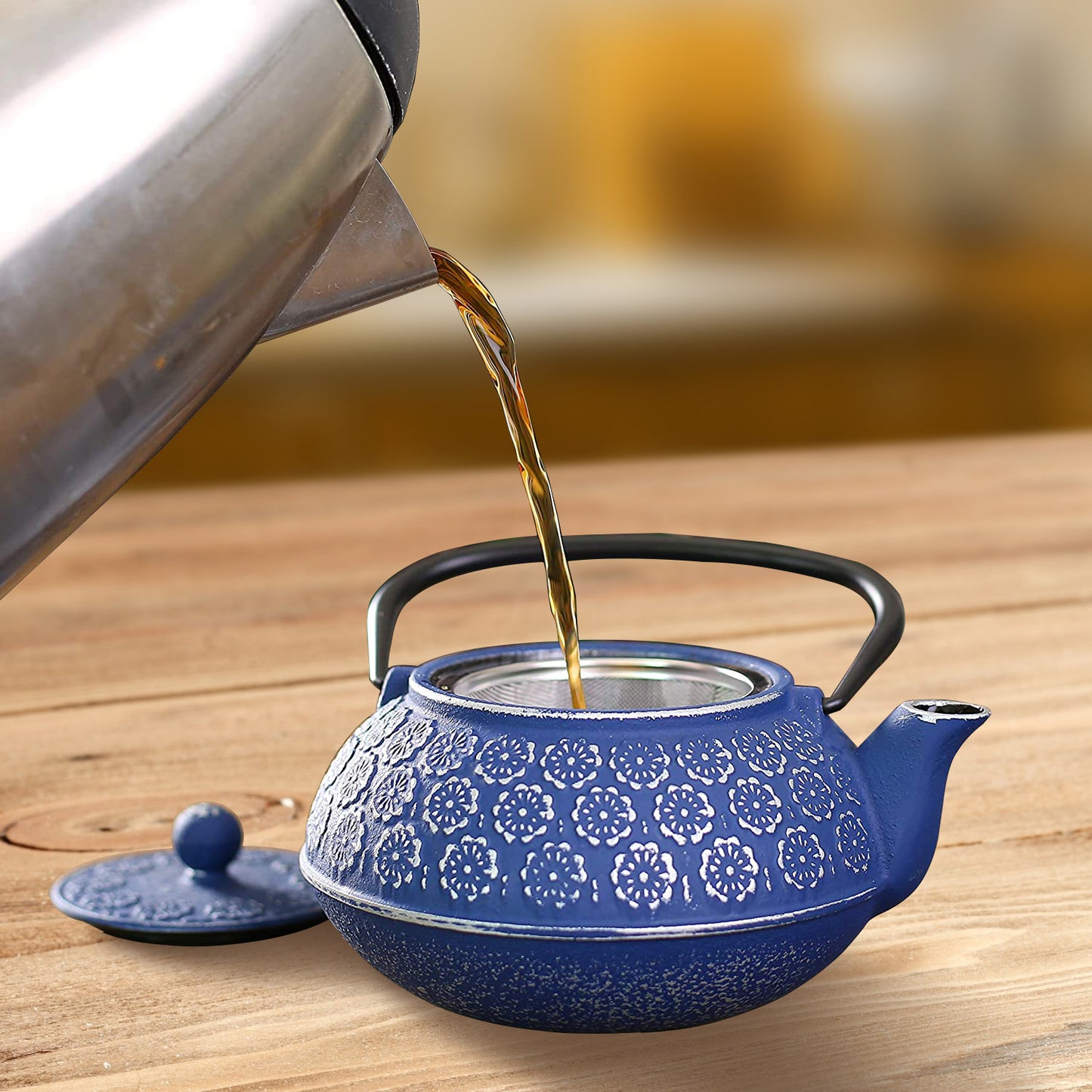 3.5Lbs 34oz Tea Kettle, Japanese -style Cast Iron Teapot With 304 Stainless Steel Infuser For Loose Leaf Tea