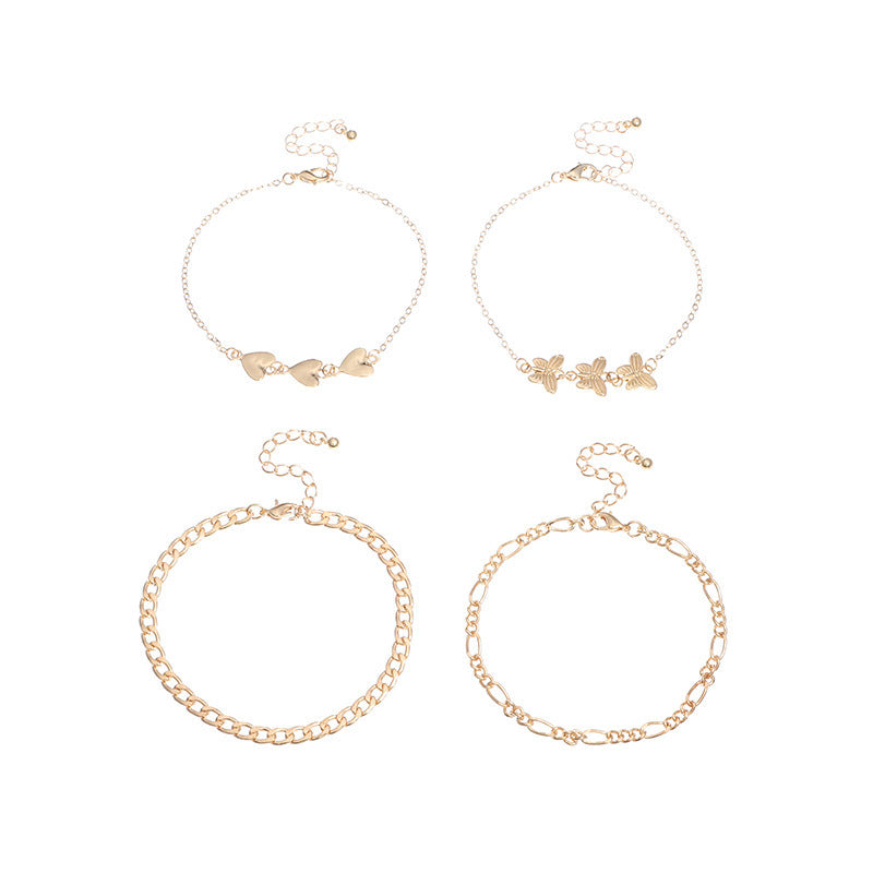 Ladies Love Butterfly Chain Anklet Set 4