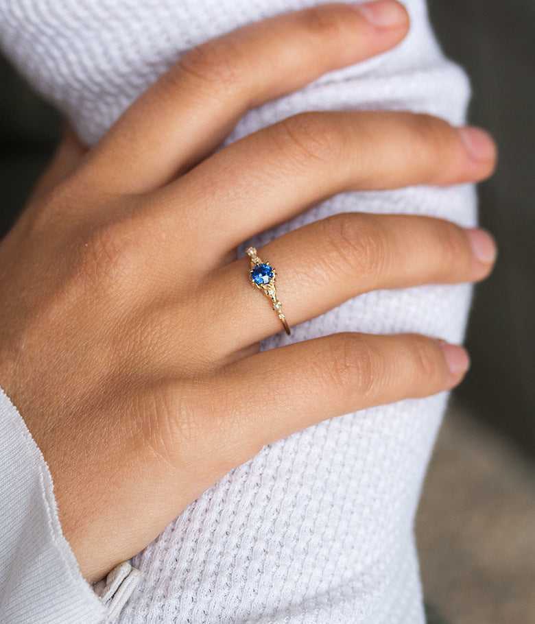 Cross-border Sources European And American Rings Octagonal Sapphire 18K Ring Bracelet