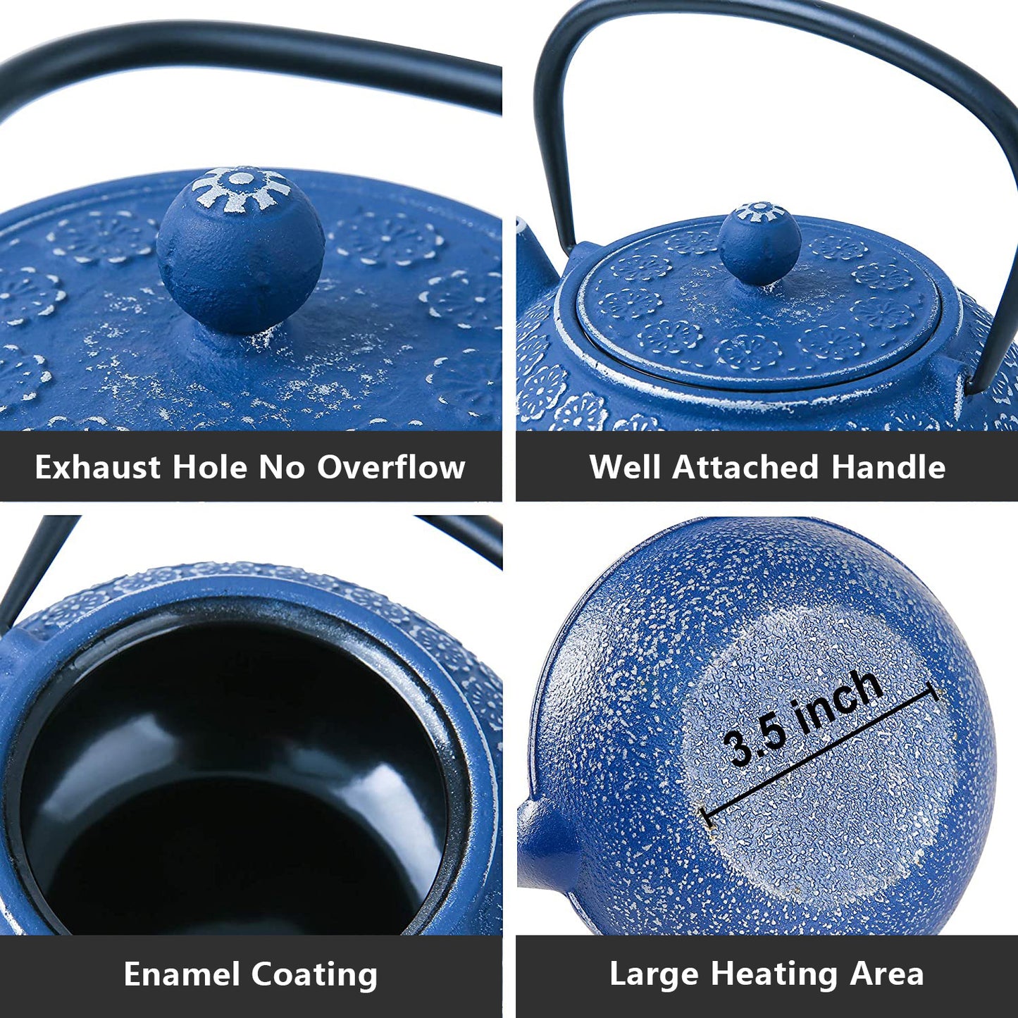 3.5Lbs 34oz Tea Kettle, Japanese -style Cast Iron Teapot With 304 Stainless Steel Infuser For Loose Leaf Tea