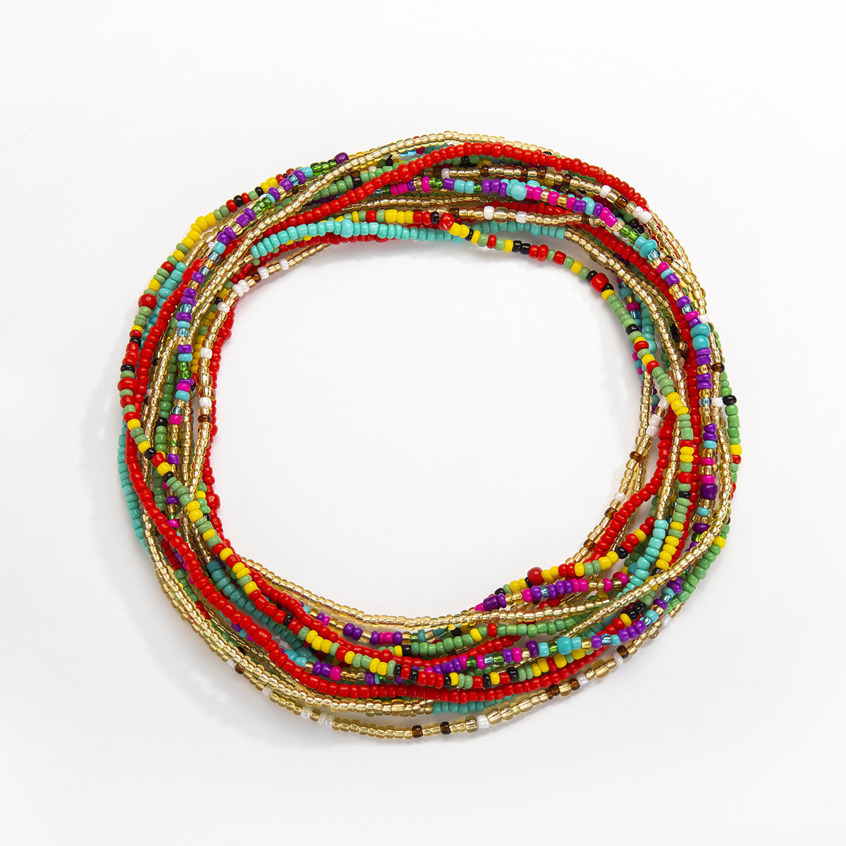 Hand Beaded Contrast Color Beaded Waist Chain Multilayer Mix And Match