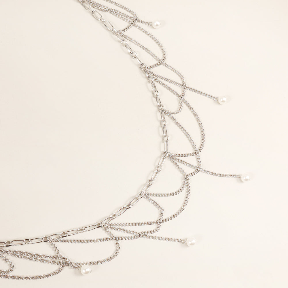 Waist Chain Pearl Pendant Wavy Fringe Body Chain Banquet Party Fashion Versatile Dress Accessories