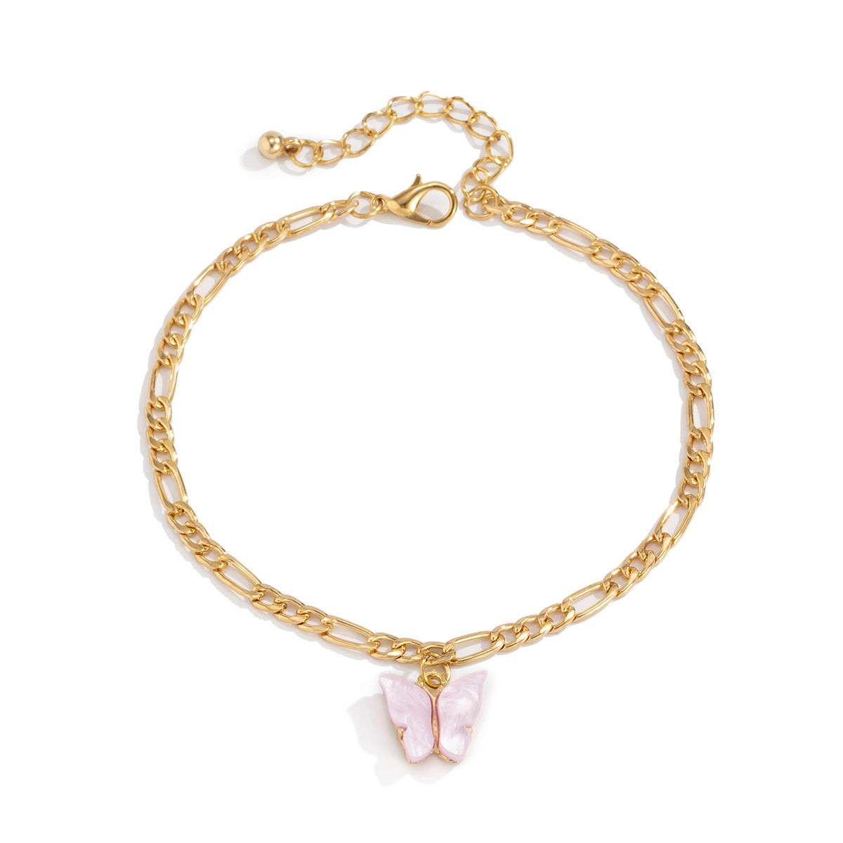 Simple Color Acrylic Butterfly Tassel Anklet European And