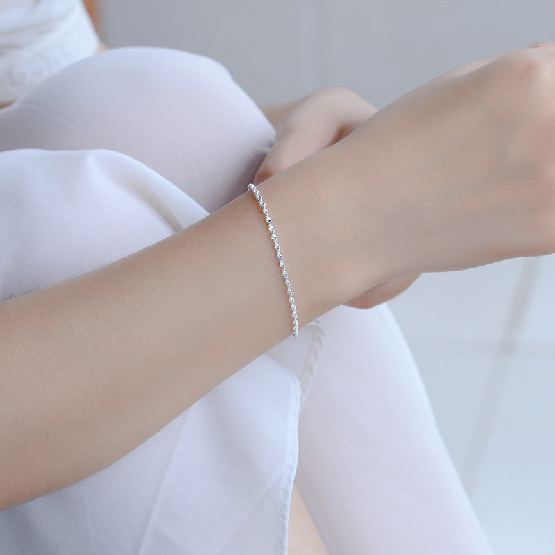 Ladies Silver Wave Water Pattern Bracelet Anklet