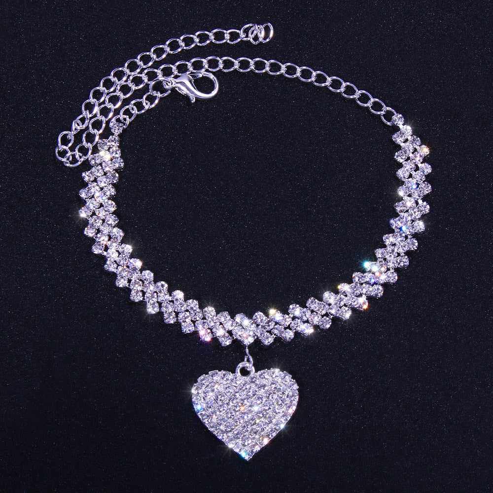 European And American Rhinestone Love Anklet Women's Accessories