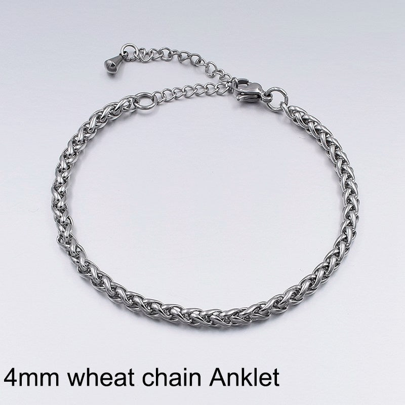 Niche Design Girlfriends Titanium Steel Anklet Female Student Korean Version Of The Simple Forest Spot Not Inlaid Female Ankle Ring Male Tide