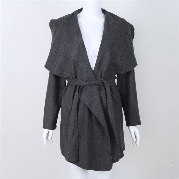 Mid-length Slim Waist Solid Color Women's Trench Coat