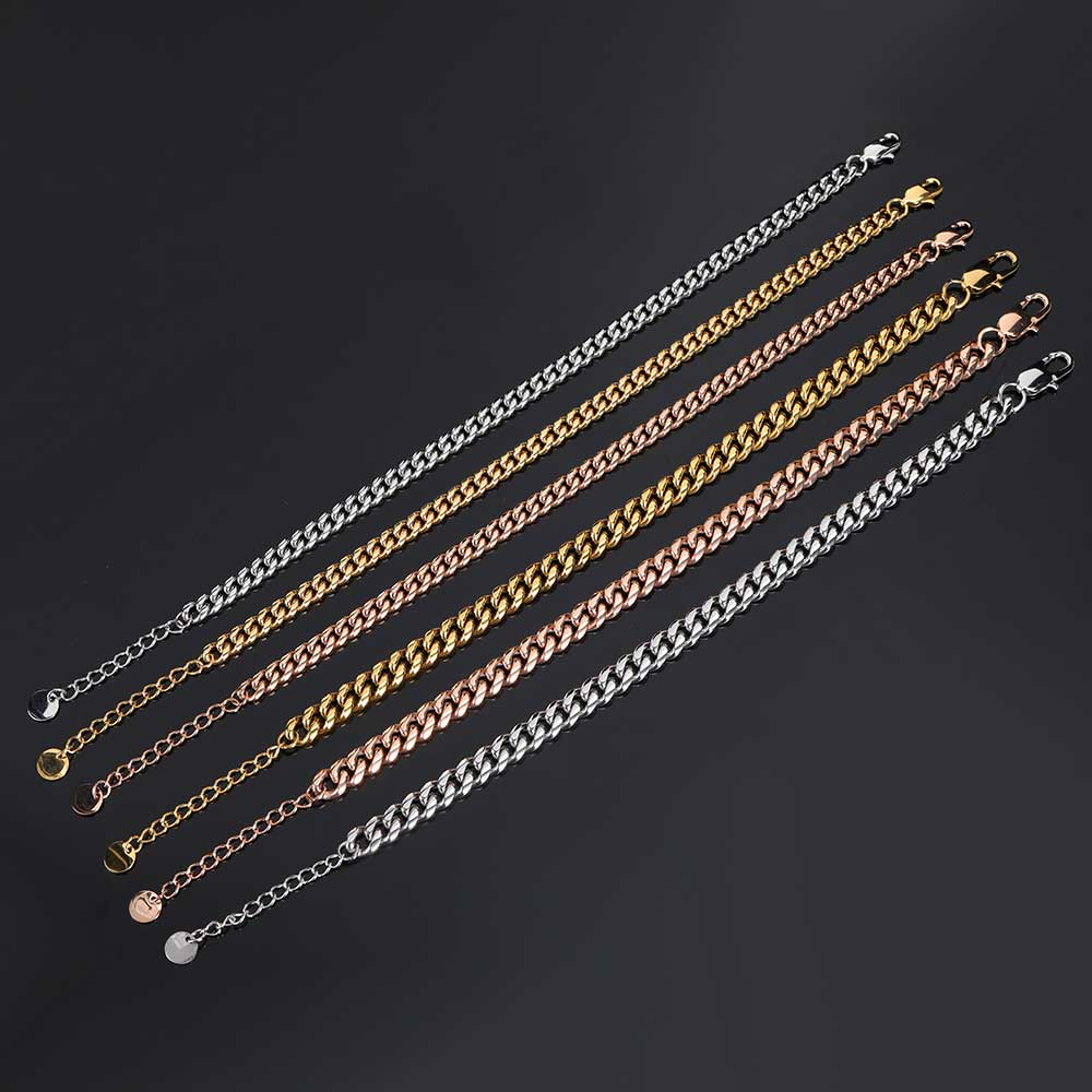 Stainless Steel Sun Buckle Hip Hop Cuban Anklet