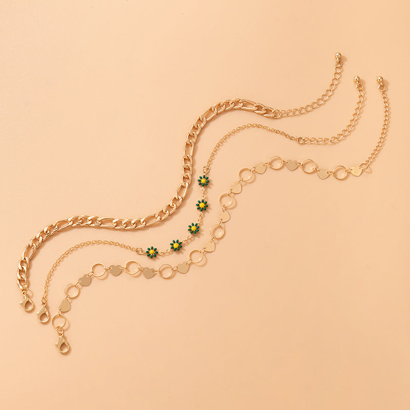 Simple Fashion Pastoral Style Jewelry Flower Love Anklet