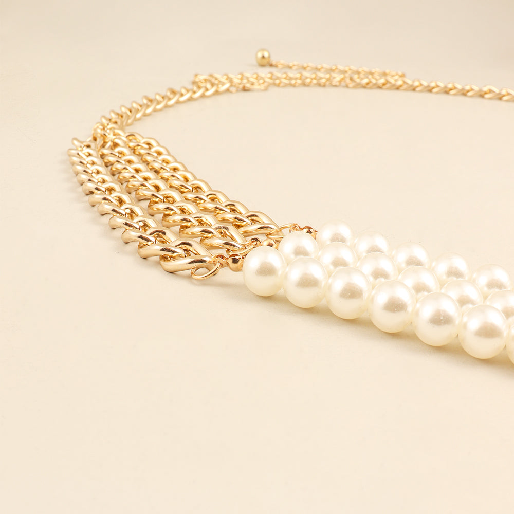 New Ladies Waist Chain Three-layer Pearl Chain Stitching Belt Dress Evening Dress Shirt Accessories Temperament Slim Fashion Classic Versatile Style