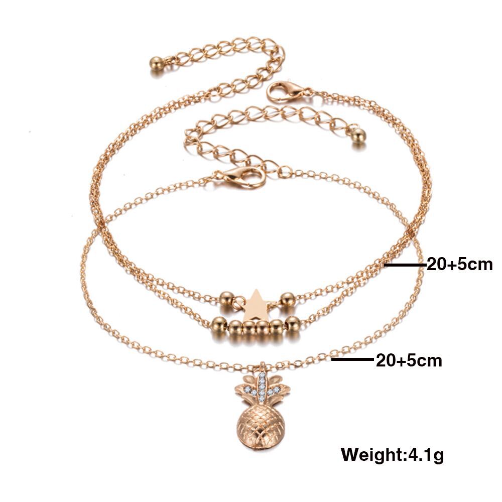 Fashion Ladies Multi-layer Medal Pendant Anklet