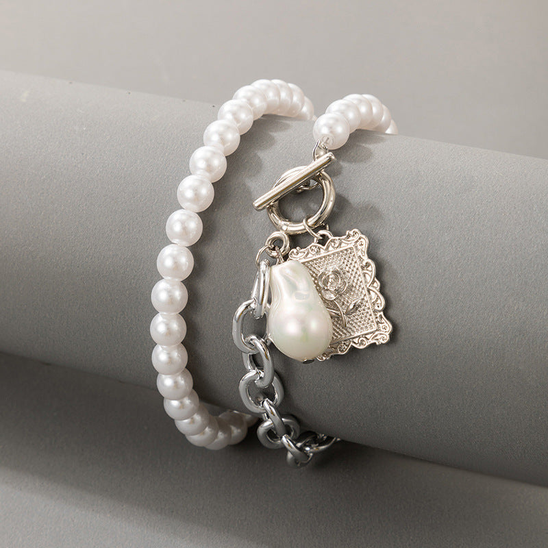 Faux Pearl Metal Chain And Anklet Set