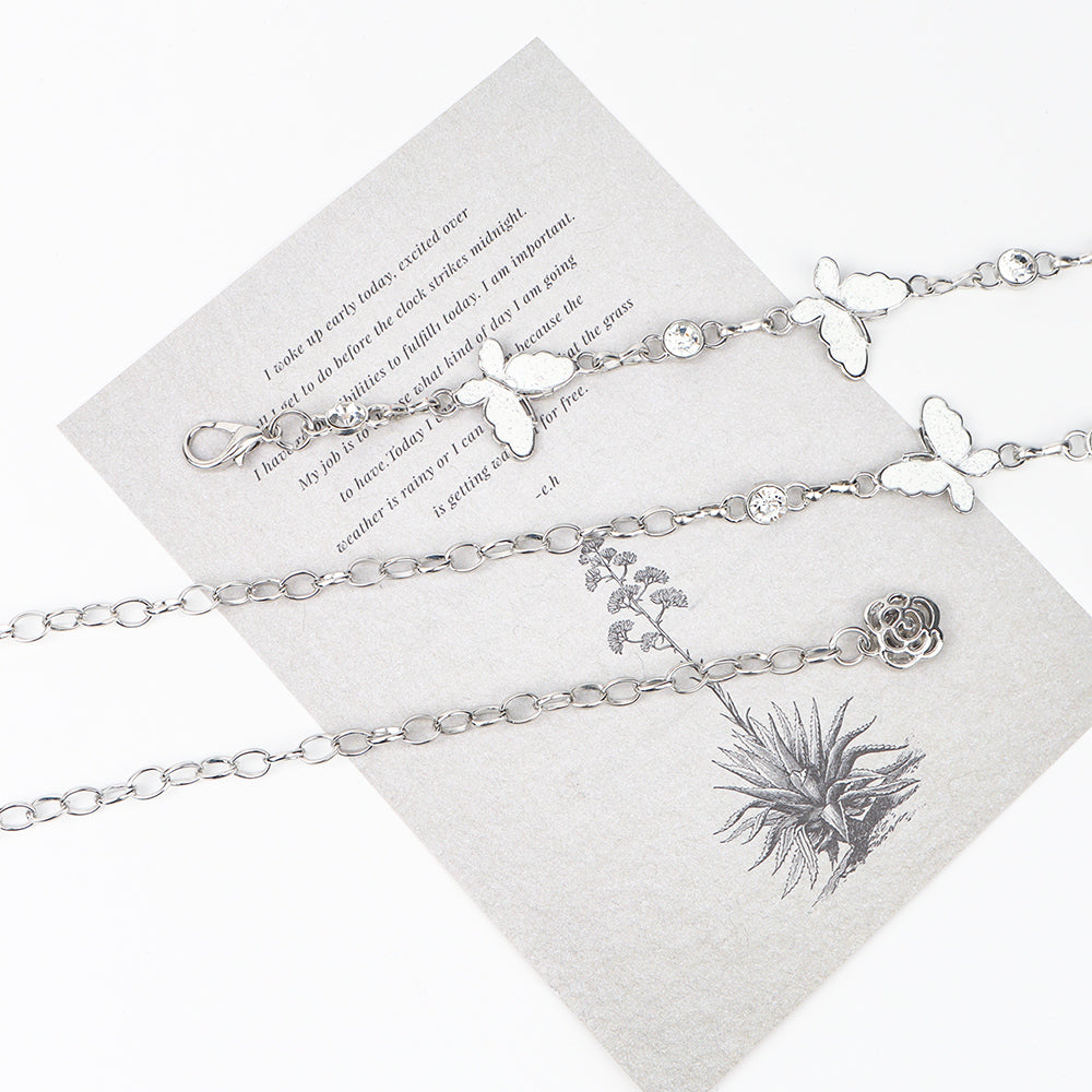 Waist Chain Female Korean Version Butterfly Drop Glue Diamond Personality Chain Hollow Rose Pendant Collocation Dress All Match