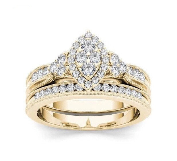 Stylish 18K Gold Men's And Women's Micro-set Zircon Matching Rings