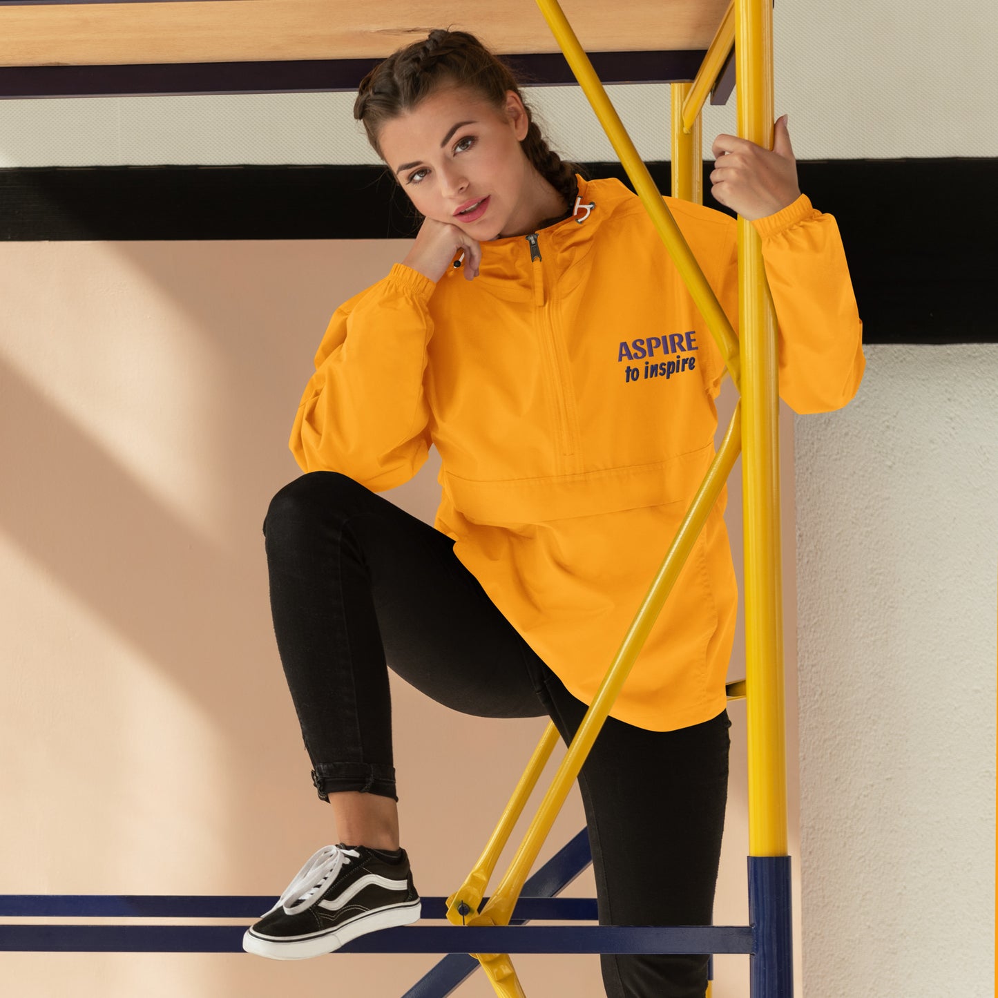 Embroidered Champion Packable Jacket "Aspire To Inspire"