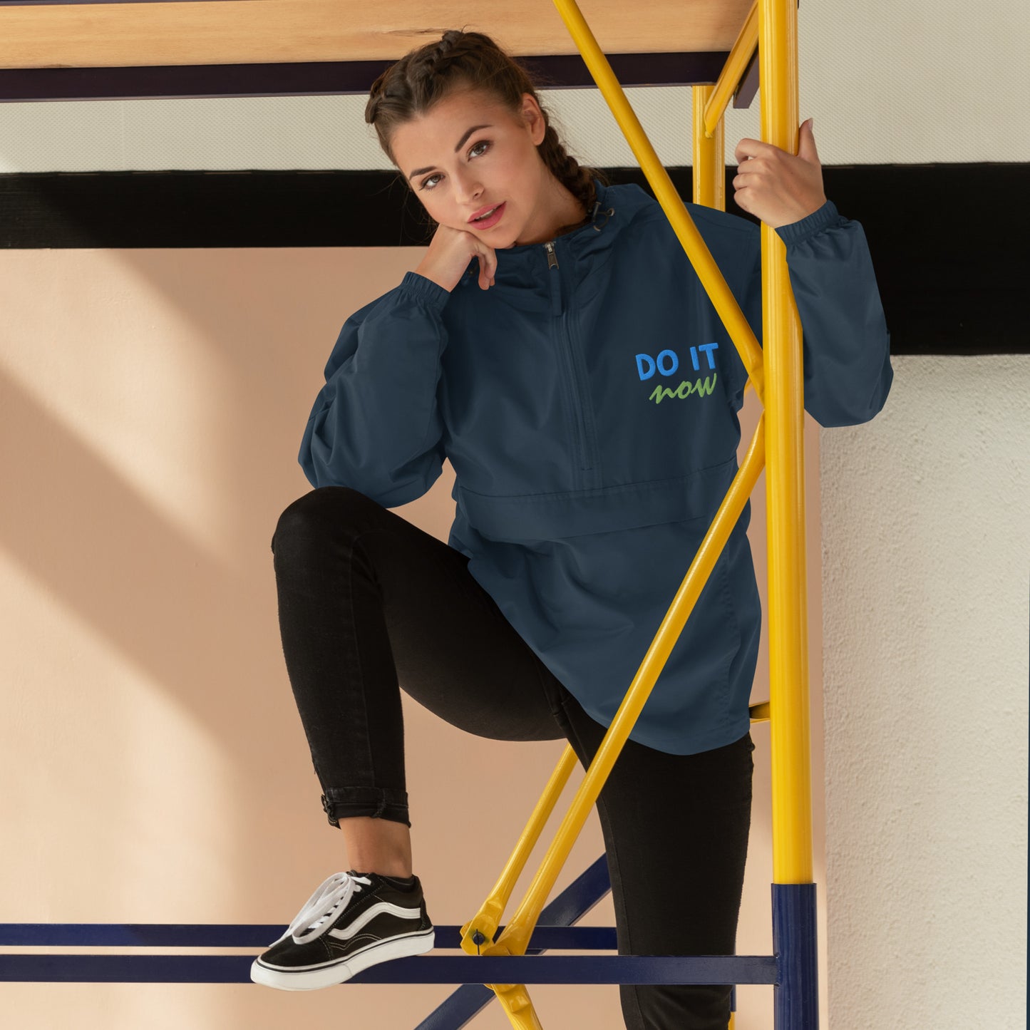 Embroidered Champion Packable Jacket 'Do It Now'