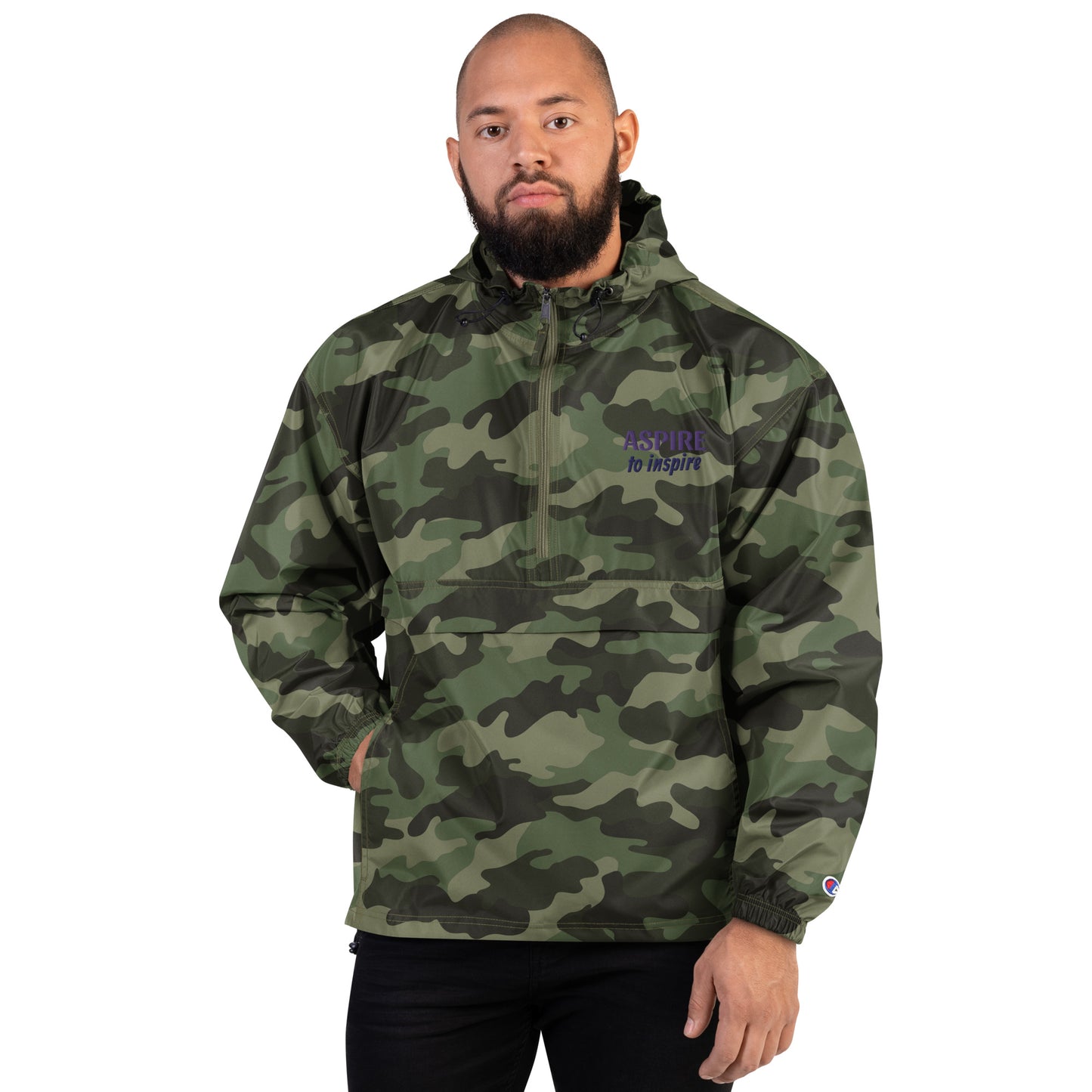 Embroidered Champion Packable Jacket "Aspire To Inspire"