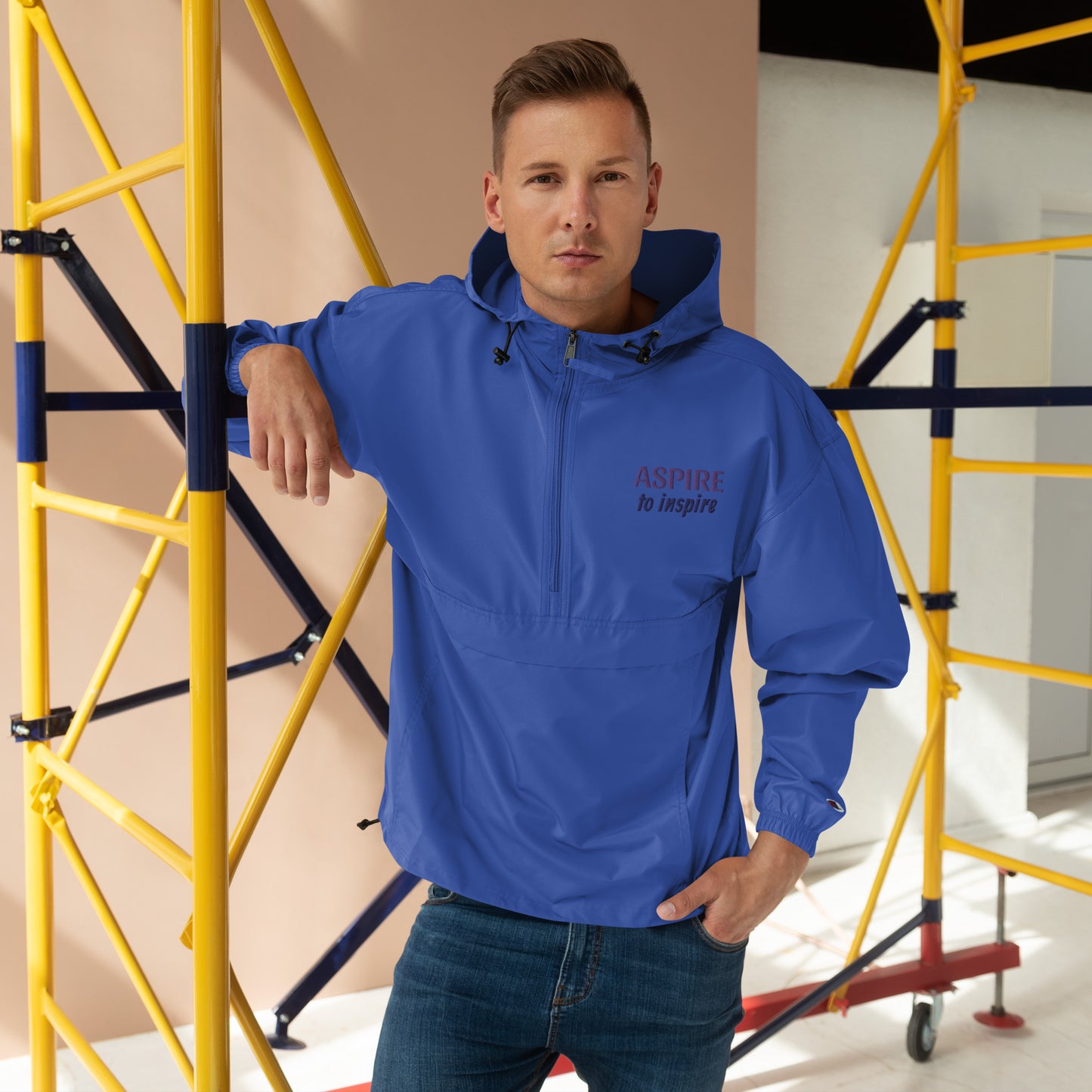 Embroidered Champion Packable Jacket "Aspire To Inspire"