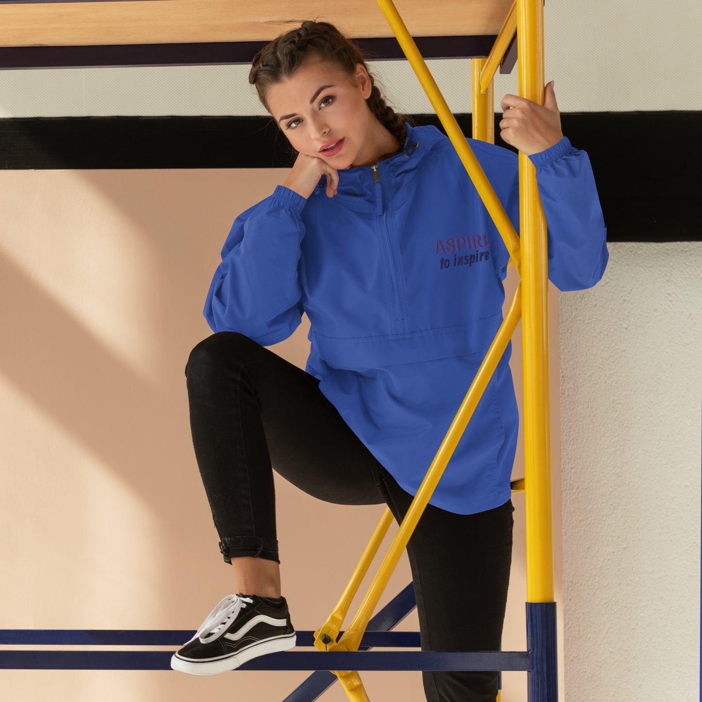 Embroidered Champion Packable Jacket "Aspire To Inspire"