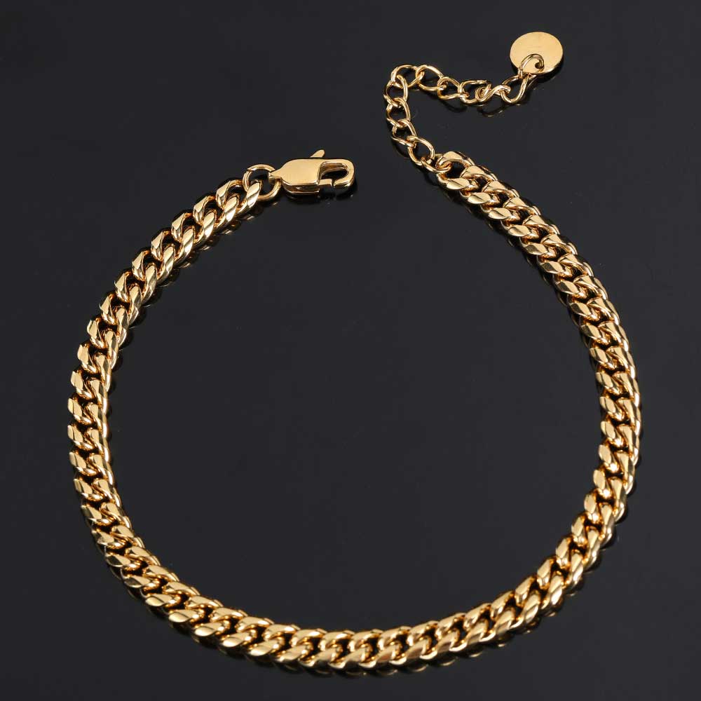 Stainless Steel Sun Buckle Hip Hop Cuban Anklet