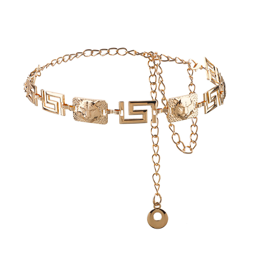 New Men's And Women's Advanced Sense Of Metal Tiger Waist Chain Gold Silver Waist Body Chain Decoration Dress Suit Evening Dress Chain Accessories