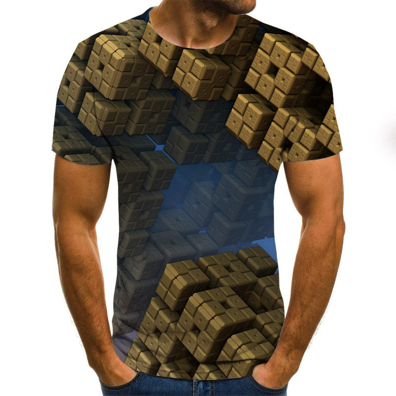 Color Three-dimensional Square Digital Short Sleeve