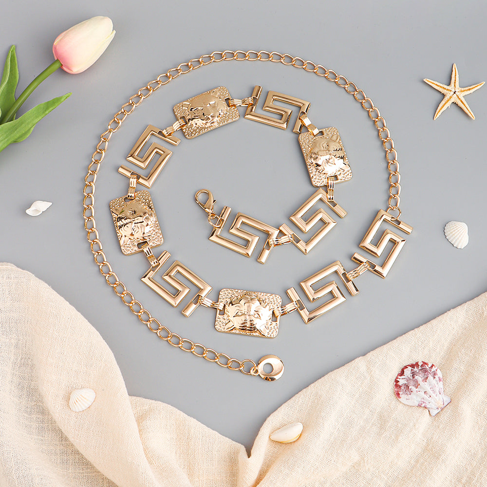 New Men's And Women's Advanced Sense Of Metal Tiger Waist Chain Gold Silver Waist Body Chain Decoration Dress Suit Evening Dress Chain Accessories