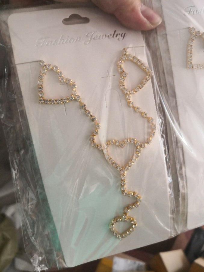 New 90s Vintage Drill Heart Waist Chain Cute Bling Bling Night Club Disco Belt