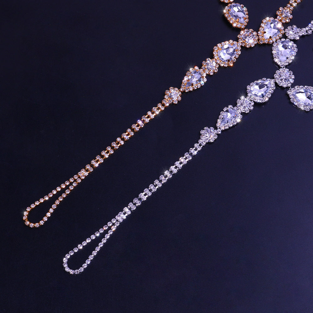 Rhinester Interfinger European And American Ladies Water Drop Shiny Anklet