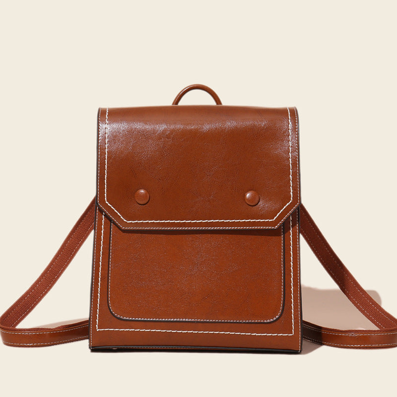 Women's Fashion Oil Wax Cowhide Shoulder Bag