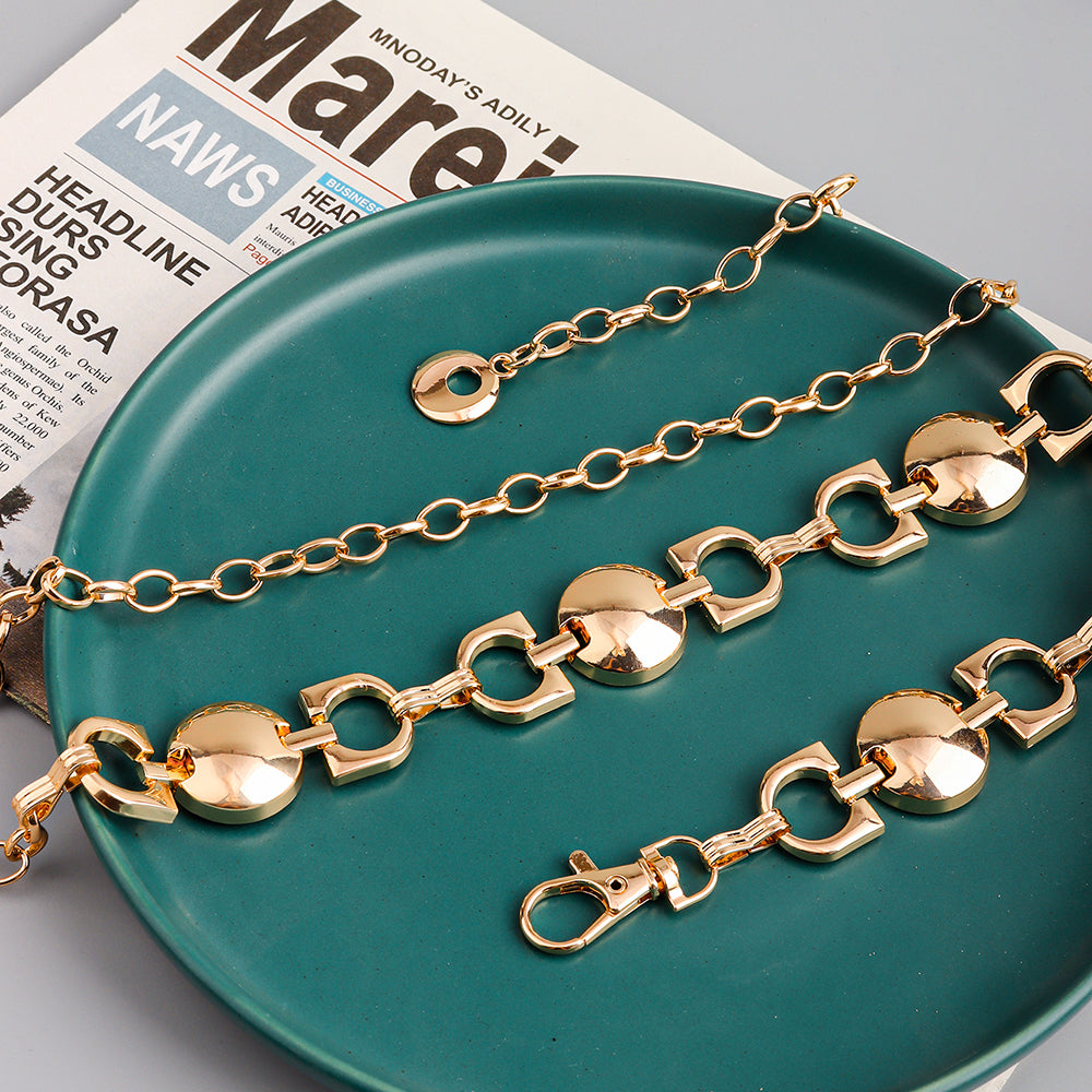 Creative Exaggeration Waist Chain Accessories Gold Silver Hip Hop Punk Metal Chain Ladies Geometric Personality Retro Body Chain