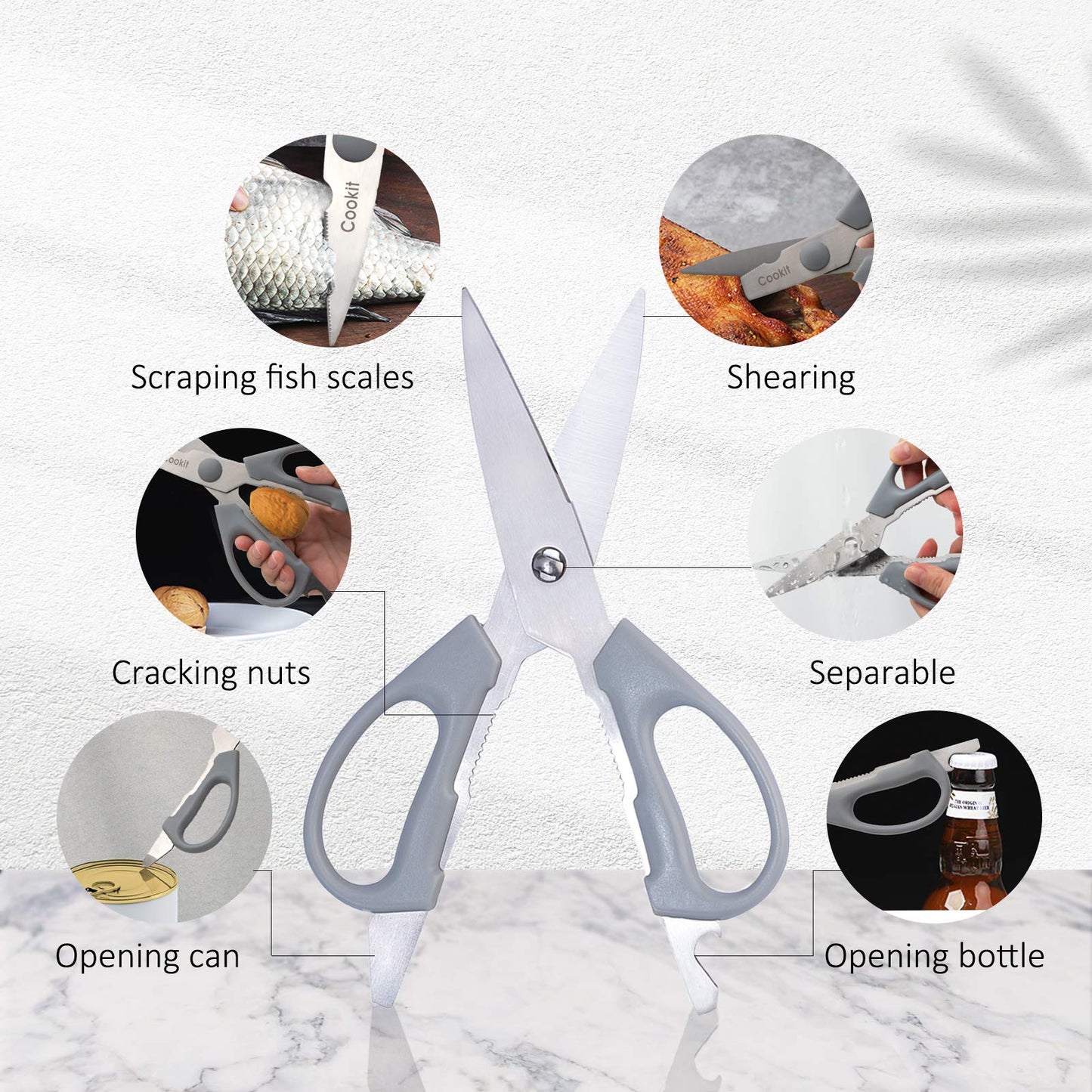 Kitchen Knife Set, 15 Piece Knife Sets with Block, Non-Slip German Stainless Steel with Multifunctional Scissors Knife Sharpener