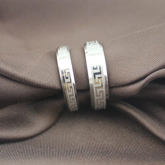 Men's And Women's Simple Couple Rings Great Wall Pattern