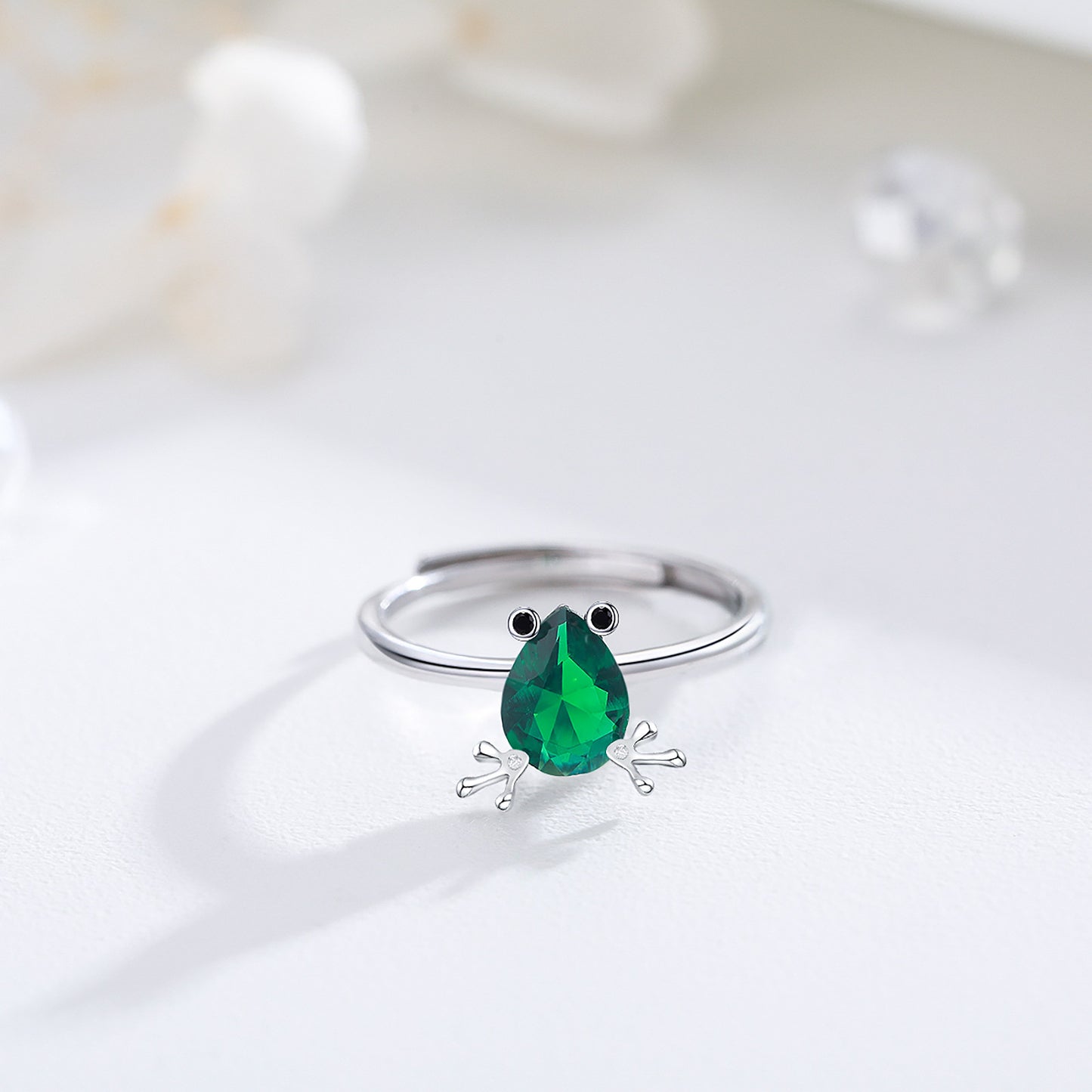 Sterling Silver Frog Green Cubic Zirconia Rings