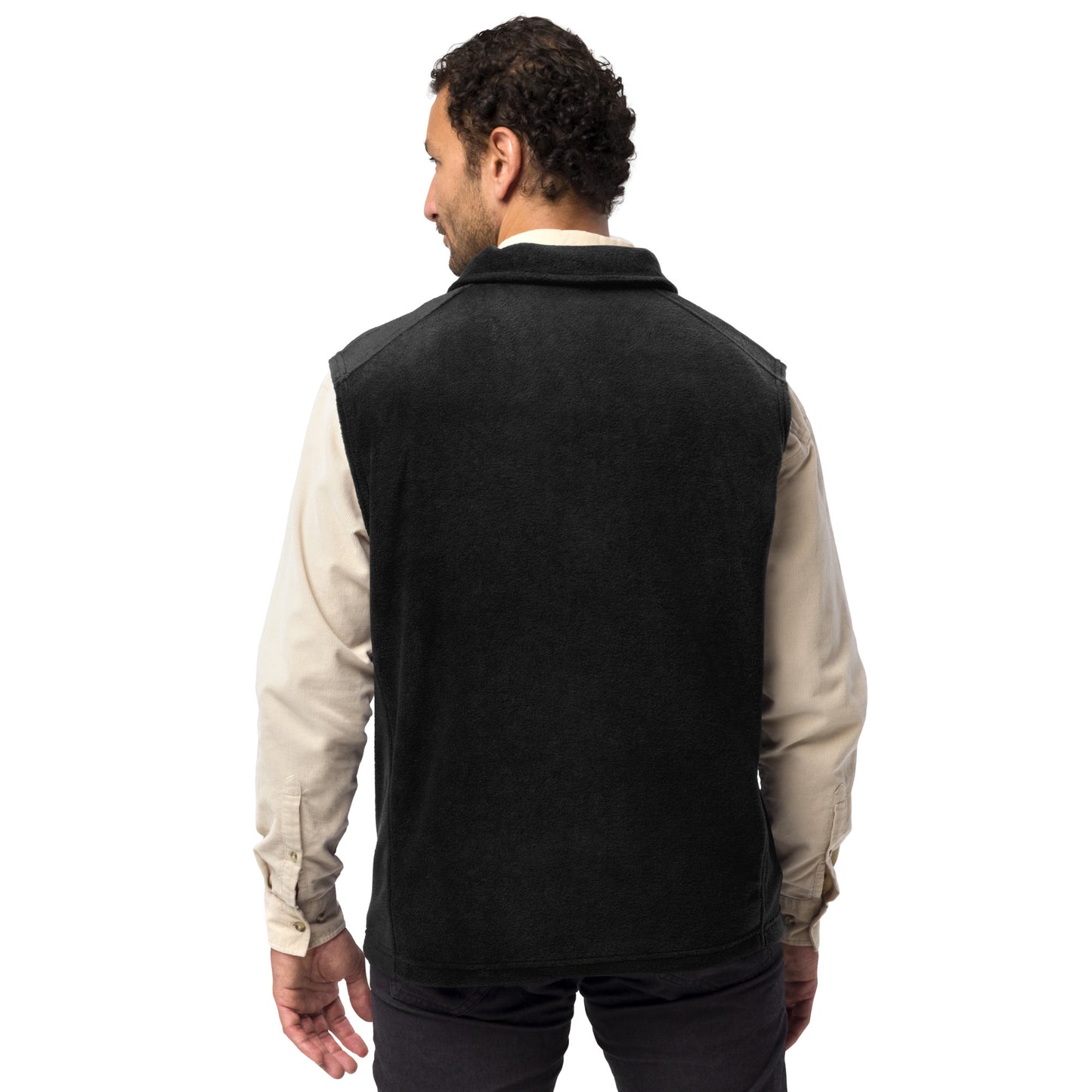 Men’s Columbia fleece vest , flat embroidery, red color cute dog sketch