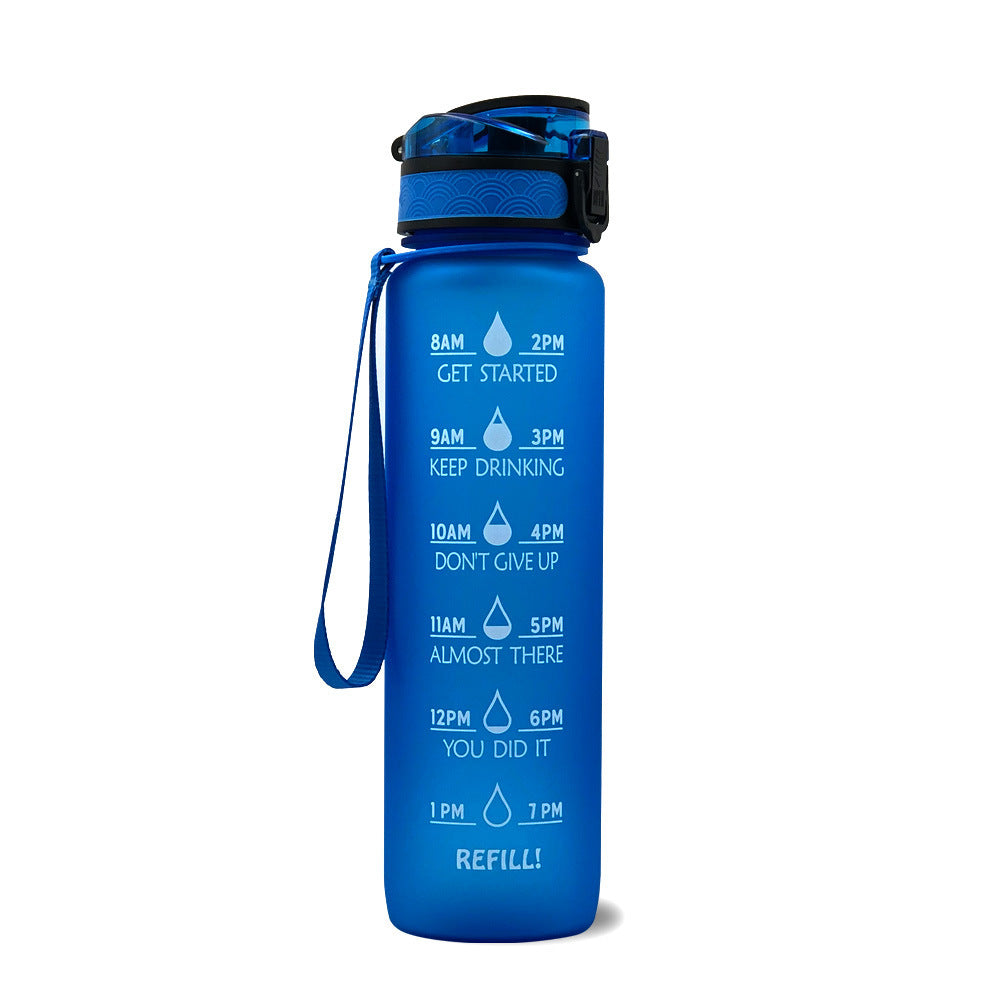 1L Tritan Bounce Cover Motivational Water Bottle with Time Marker Good for Cycling, Leakproof Cup for Sports and Fitness