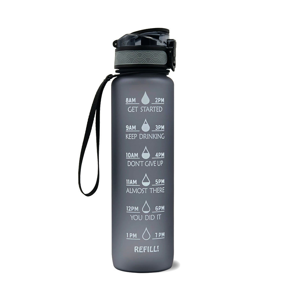 1L Tritan Bounce Cover Motivational Water Bottle with Time Marker Good for Cycling, Leakproof Cup for Sports and Fitness