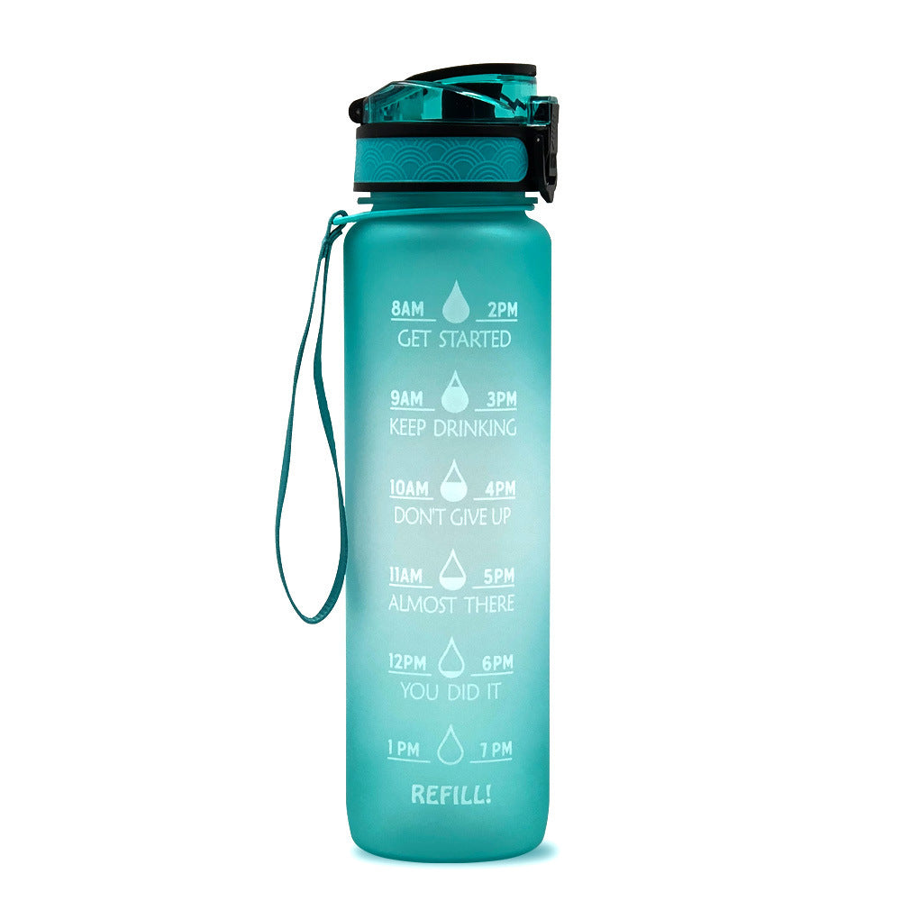 1L Tritan Bounce Cover Motivational Water Bottle with Time Marker Good for Cycling, Leakproof Cup for Sports and Fitness