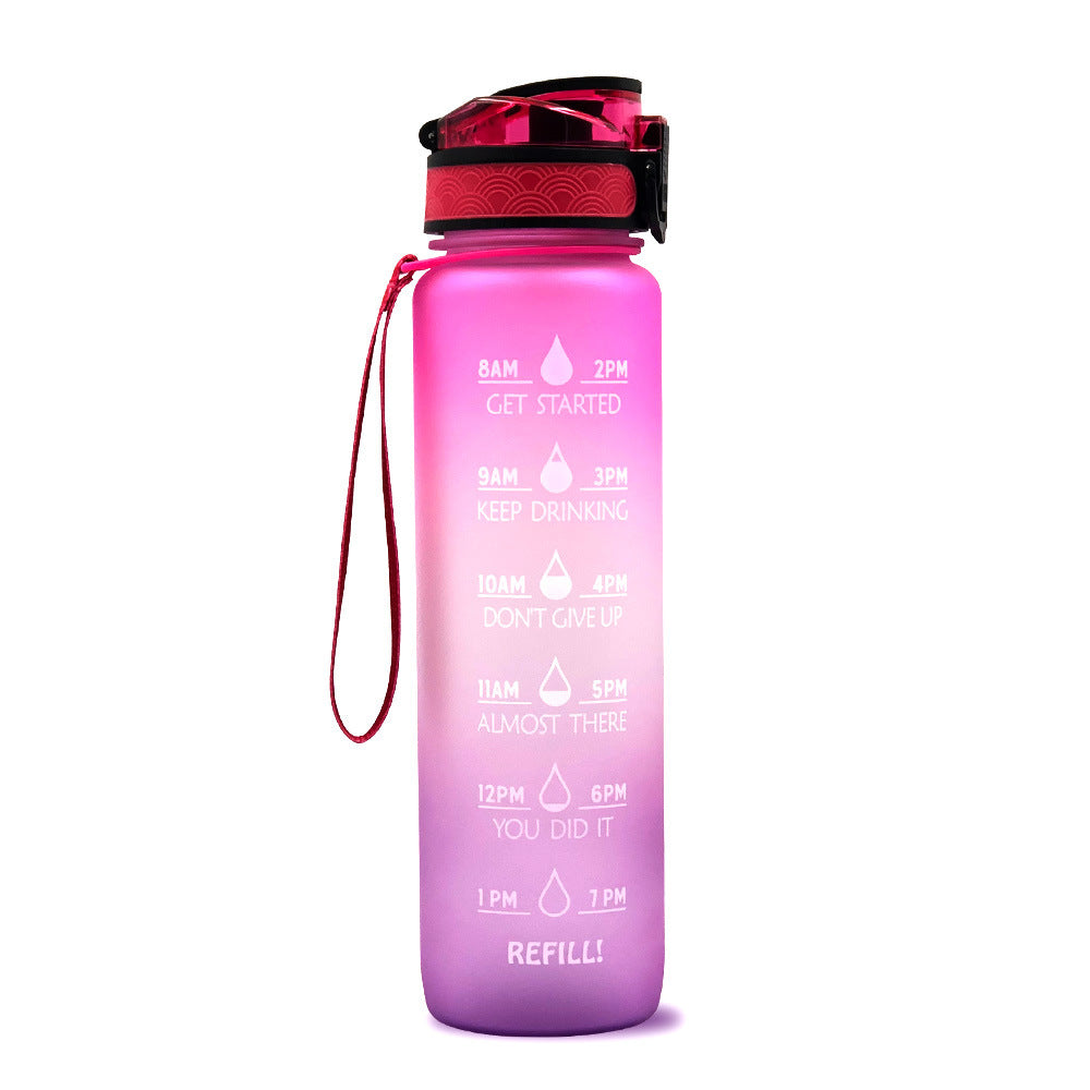 1L Tritan Bounce Cover Motivational Water Bottle with Time Marker Good for Cycling, Leakproof Cup for Sports and Fitness