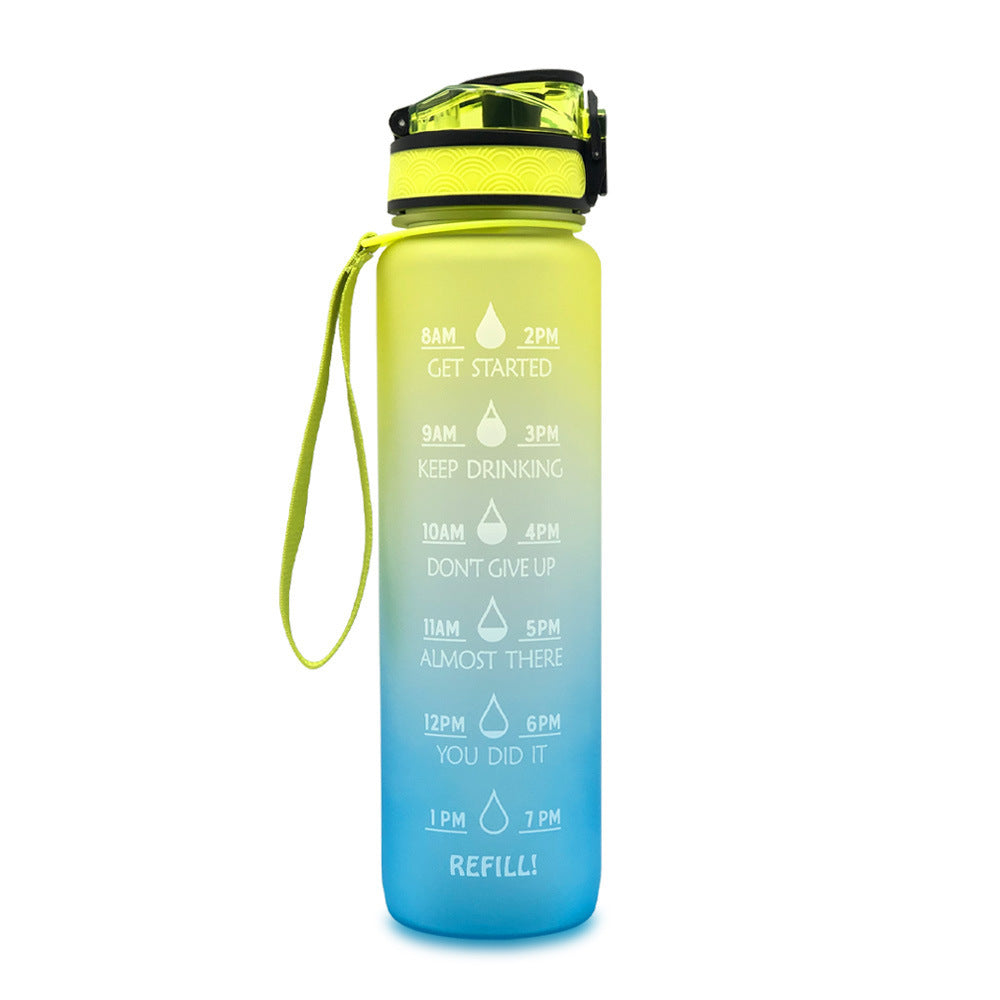 1L Tritan Bounce Cover Motivational Water Bottle with Time Marker Good for Cycling, Leakproof Cup for Sports and Fitness